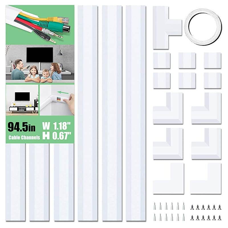 Concealer PVC Cord Cover 945in Paintable Cord Hider to Hide Wires for TV and Computers in Home Office 6X L1575in W118in H067in CC02 White