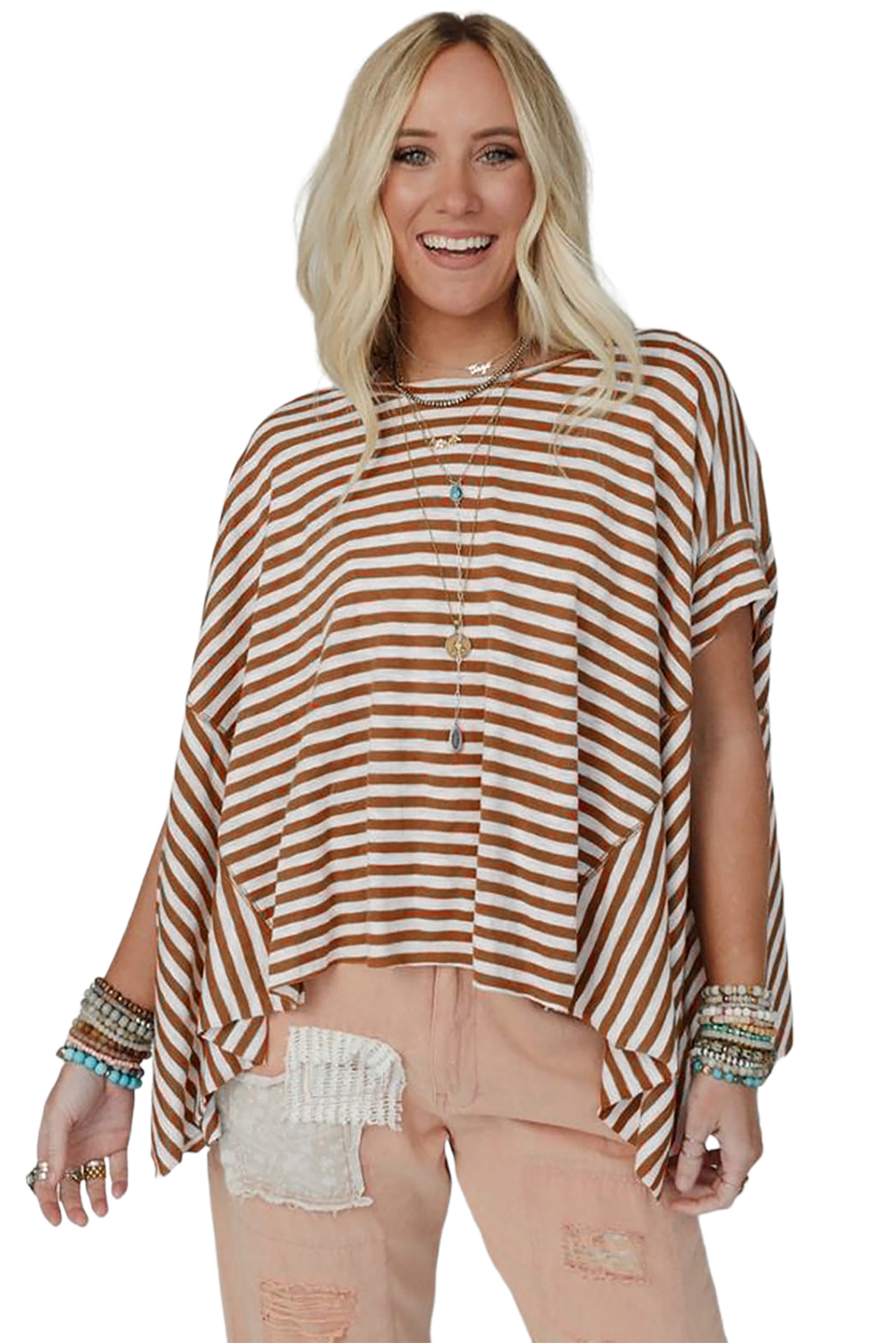 White Tie-dye Print Oversized Boyfriend T Shirt
