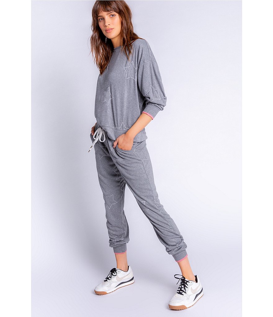 PJ Salvage Embroidered Star Struck Design Coordinating Jogger Sleep Pants