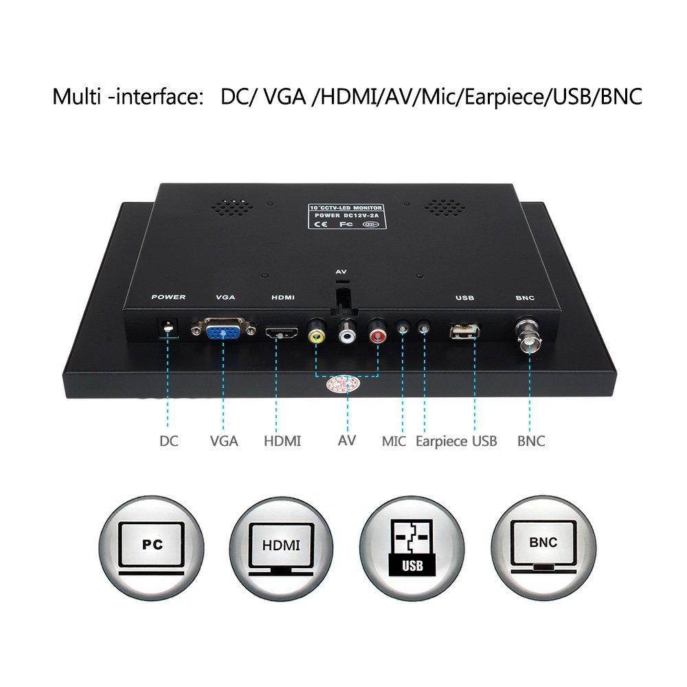 eyoyo 10 inch ips lcd 1920x1200 full hd monitor with hdmi/bnc/vga/usb function and speaker for fpv video display dvd cctv security