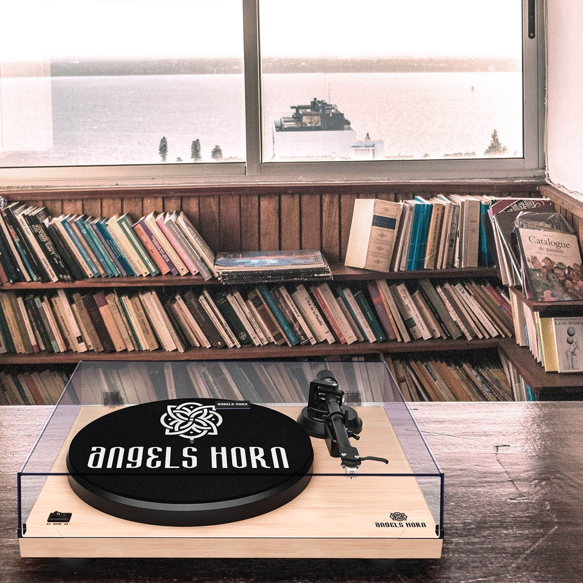 Wooden Record Player Turntable with Built-in Phono Preamp And Belt Drive