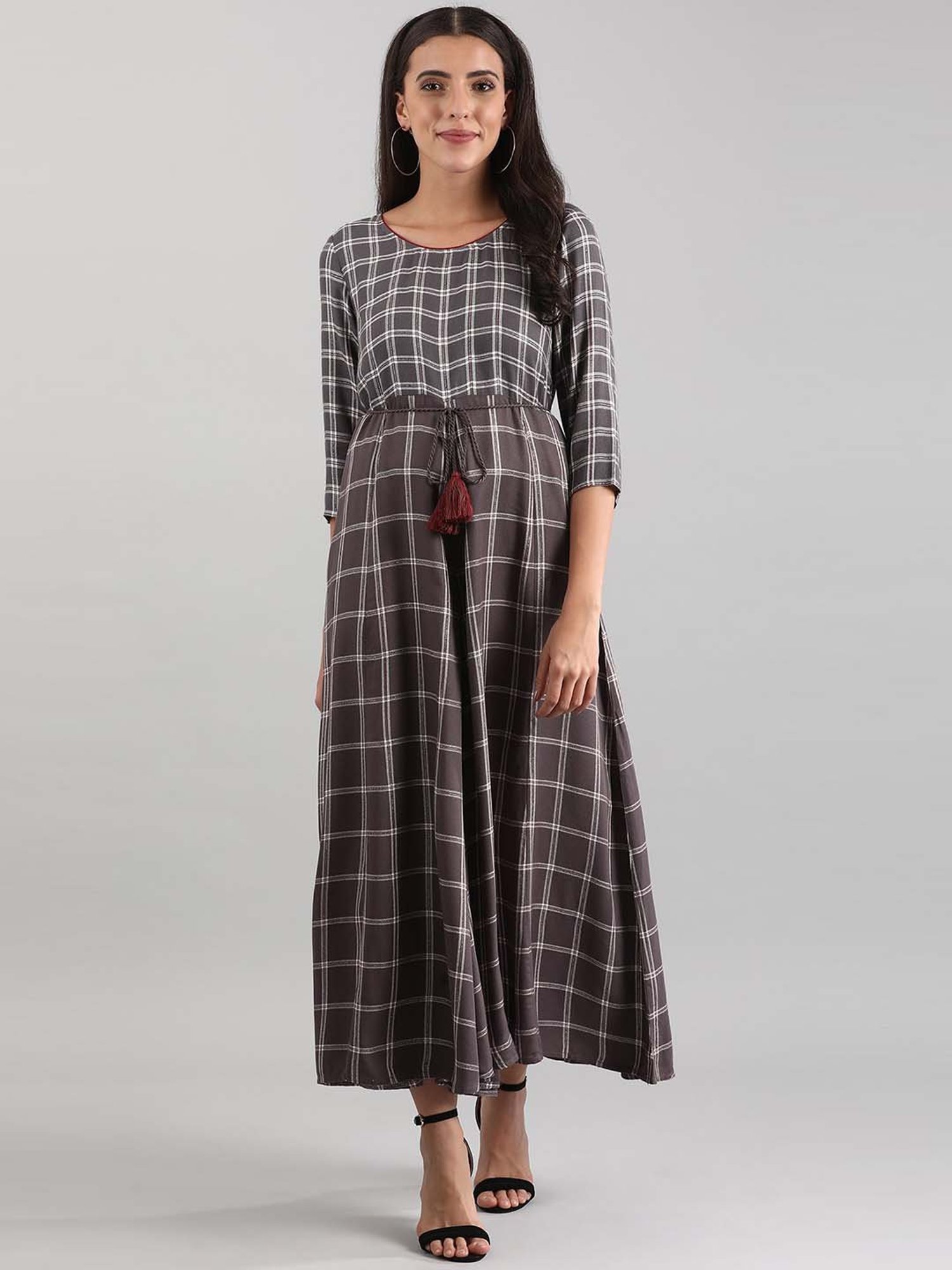 Aurelia Grey Plaid Pattern Jumpsuit