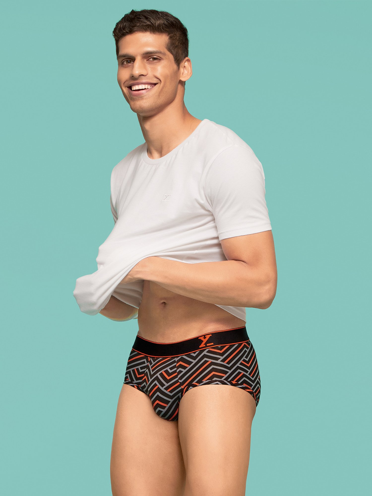 XYXX Black Printed Cotton Briefs