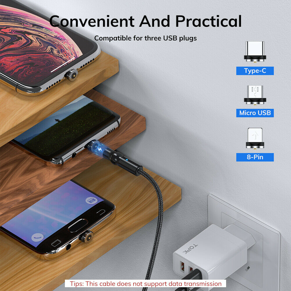 3 in1 Magnetic Charging Cable for iPhone Mobile Phone Magnet Charger Micro USB C Cable Type C Wire