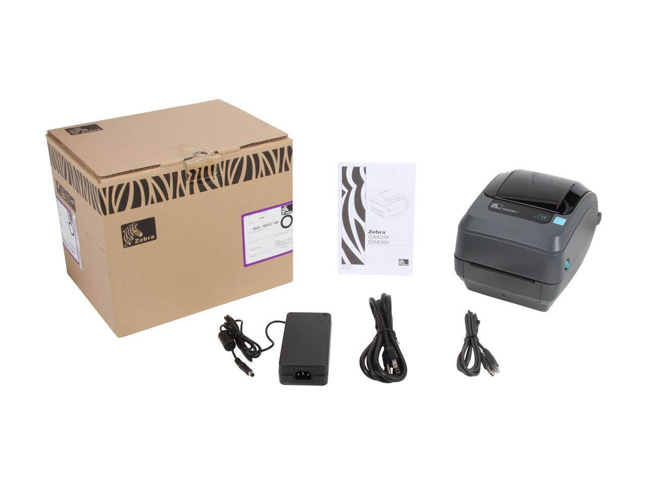 Zebra GX430t 4&rdquo; Performance Desktop Thermal Transfer Label Printer, 300 dpi, USB, Serial, Centronics Parallel, Dispenser (Peeler) Electronic single label machine