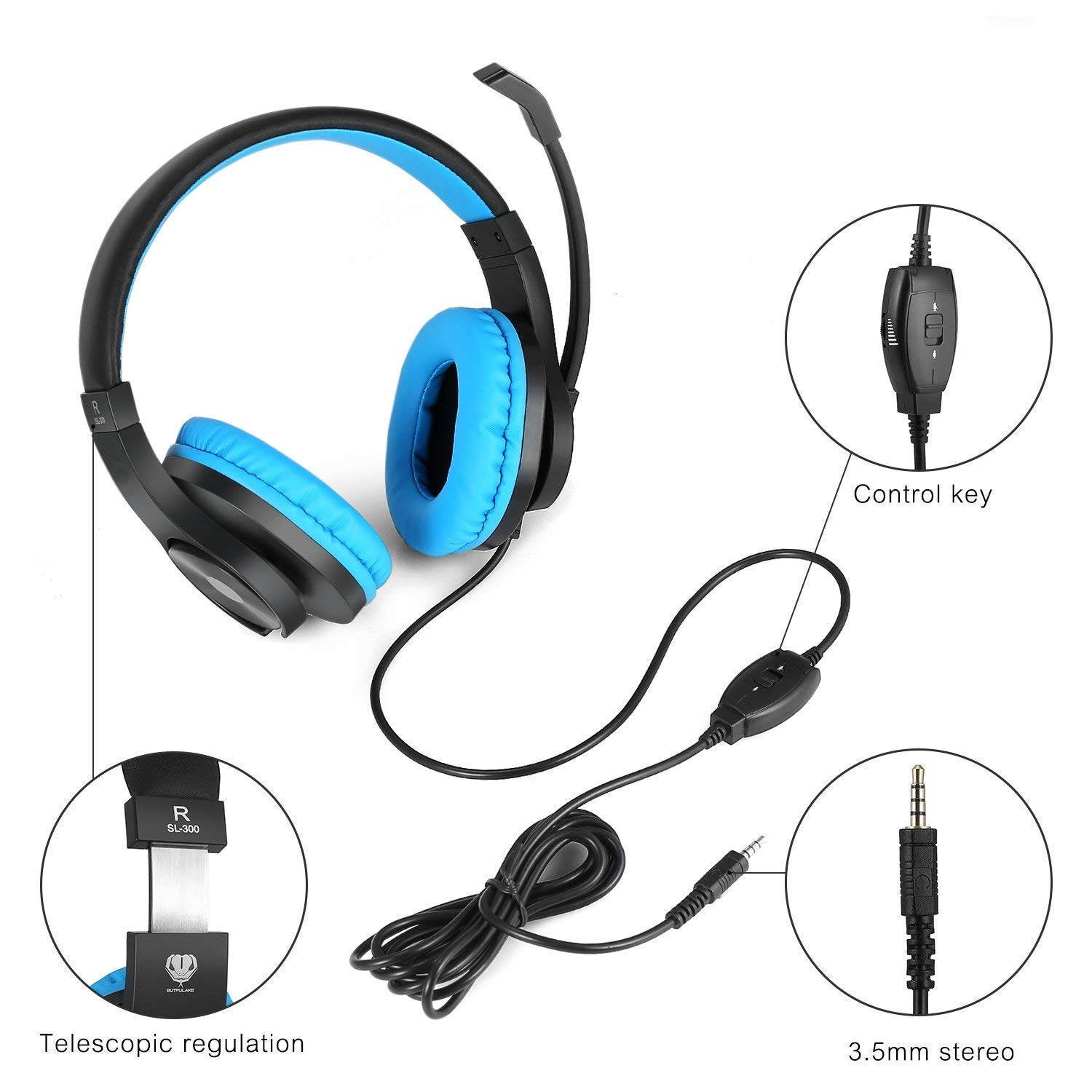 Gaming Headset for Xbox One, PS4, Nintendo Switch, DIWUER Bass Surround and Noise Cancelling 3.5mm Over Ear Headphones with Mic for Laptop PC Smartphones
