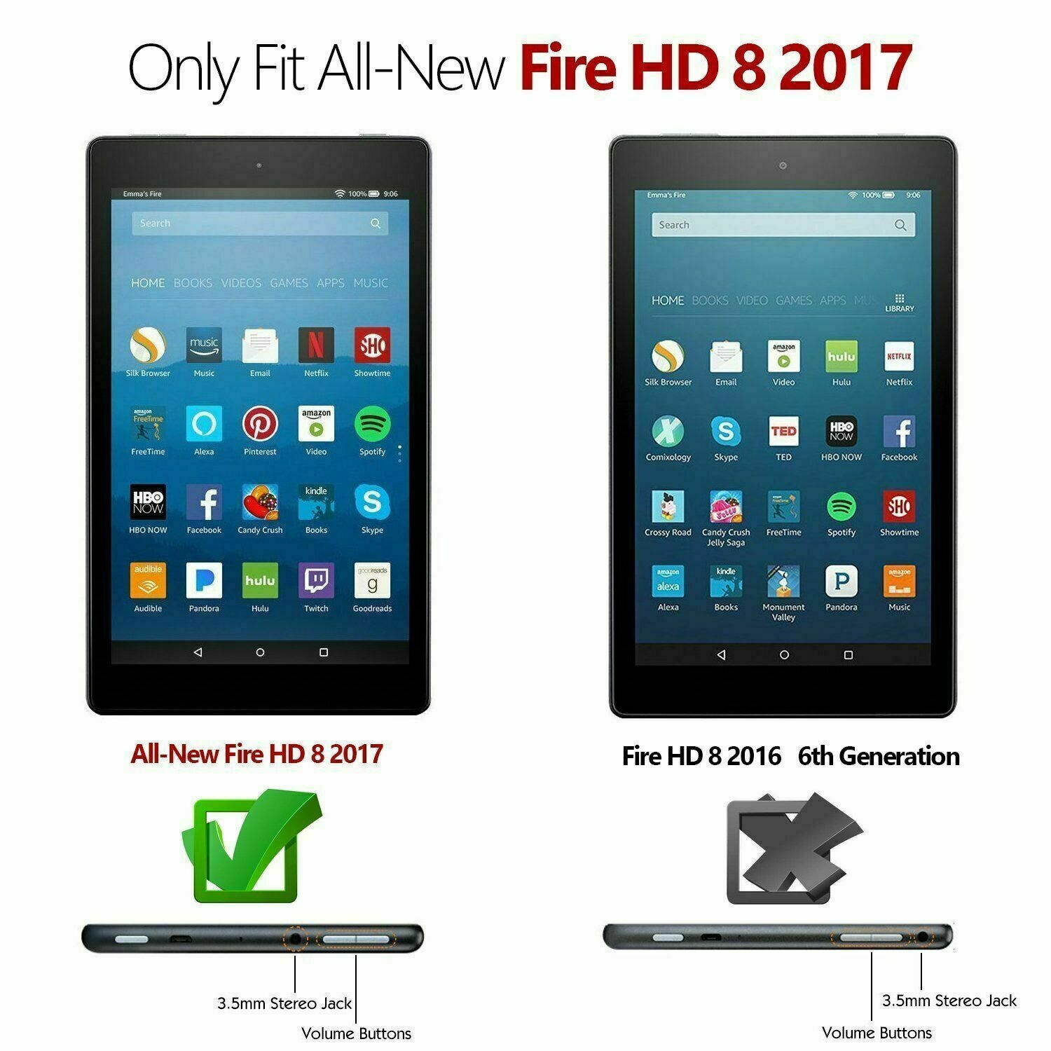 [20 PCS] Case For Amazon Fire HD 8 2017 Tablet,Heavy Duty Silicone Cover Purple