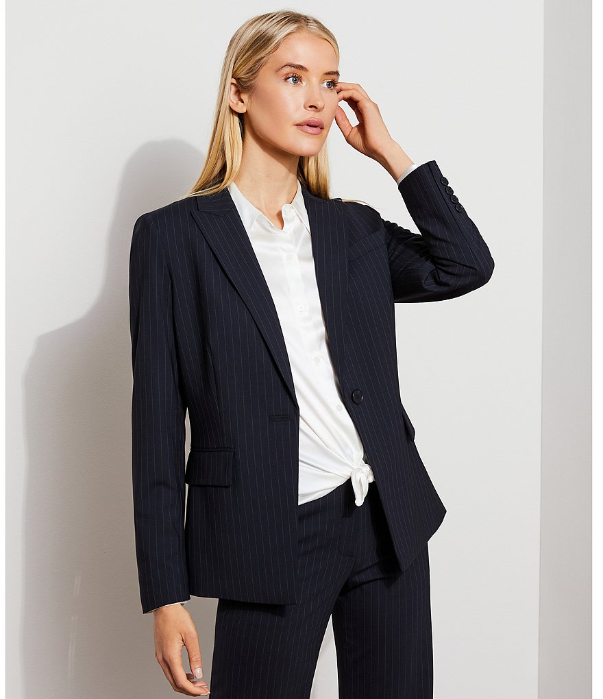 Antonio Melani Micah Long Sleeve Pinstripe Wool Blend Suiting Jacket