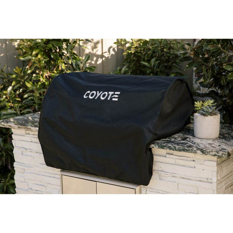 Coyote Outdoors 36 In Vinyl Protective Built In BBQ Barbecue Grill Cover, Black