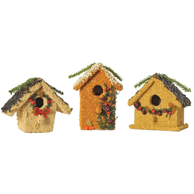 Home & Garden 6.5" Juniper Birdie Cottages Bird Seed Christmas House Mr Bird  -  Bird And Wildlife Food
