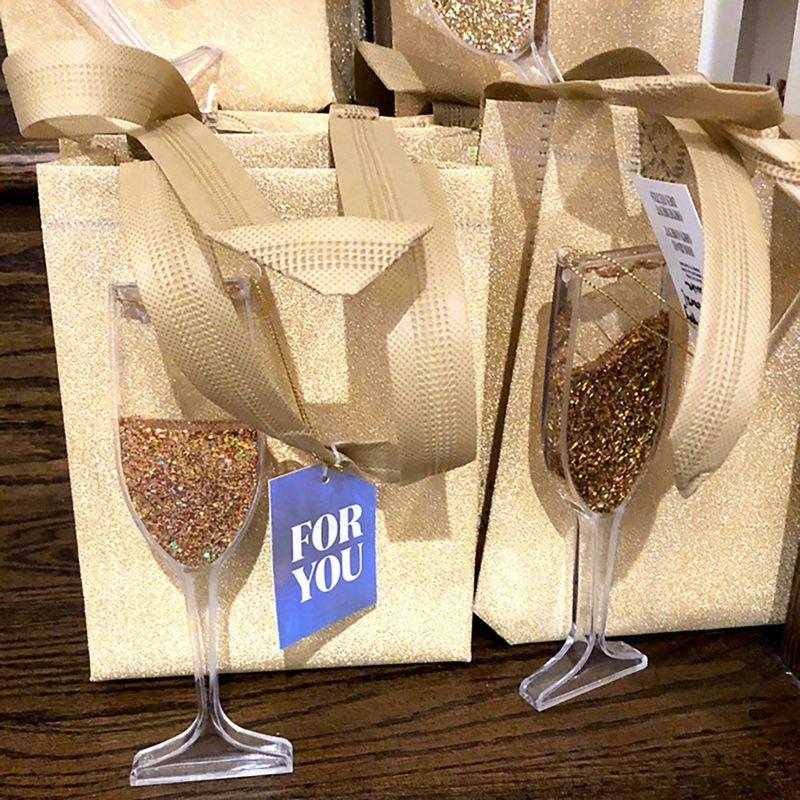 12pc Glitter Gift Bags Gold