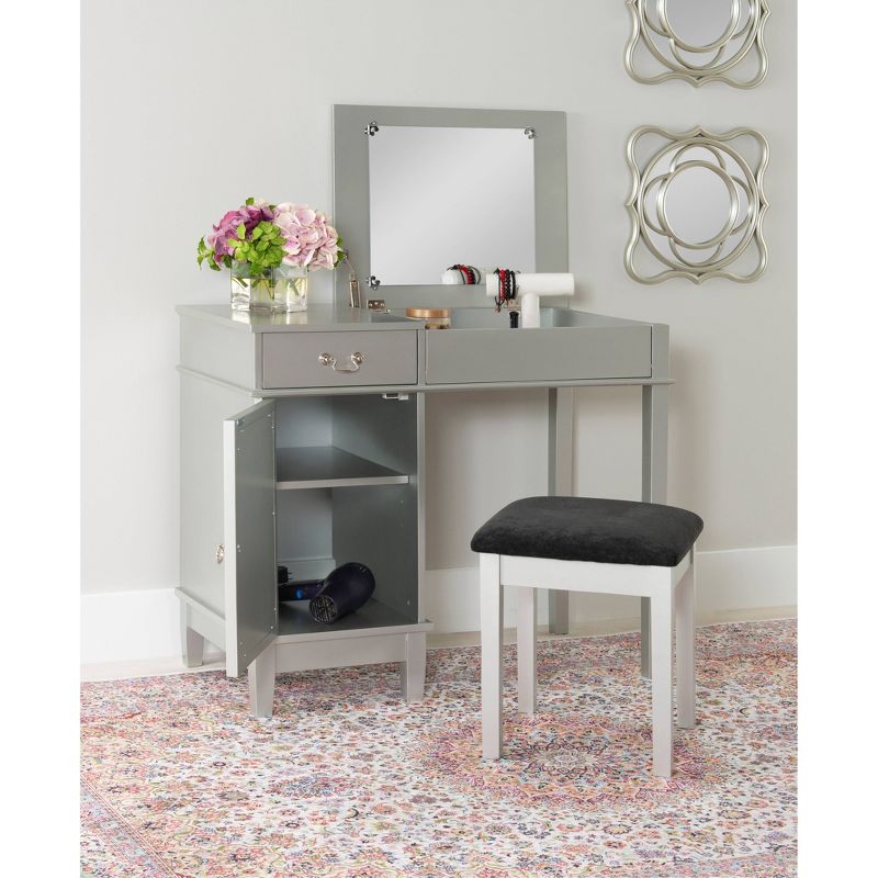 Silver Lattice Vanity Set - Linon