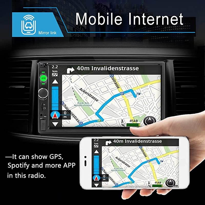 Stereo 2 Din Radio 7 HD Player MP5 Touch Screen Digital Display Bluetooth Multimedia USBSDAuxin Double Din Autoradio Mobile Phone Interconnection with 12 LED Backup Camera