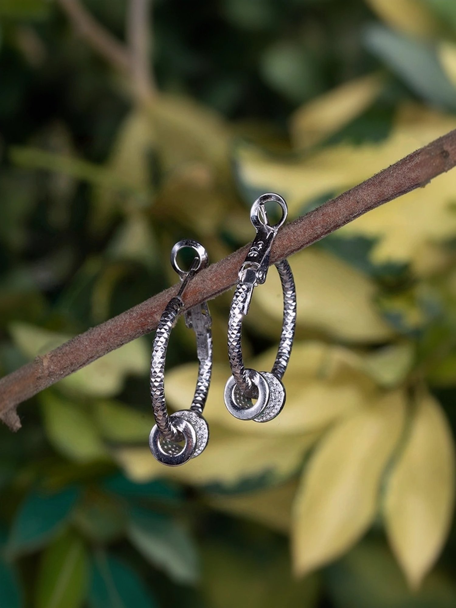 Touch925 Sterling Silver Oval Hoop Hollow Charms for Women & Girls