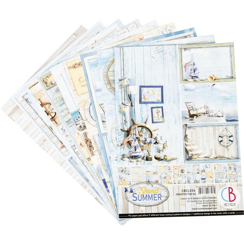 Ciao Bella Double-Sided Creative Pack 90lb A4 9/Pkg-Sound Of Summer, 9 Designs/1 Each