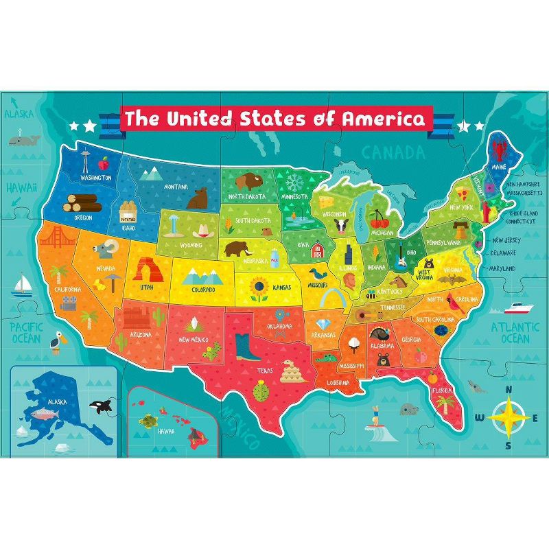 Chuckle & Roar Giant Floor Puzzle - USA Map - 50pc