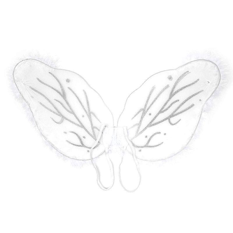 Blue Panda 2-Pack Kids White Angel Wings, Feather Halo Headband Costume for Cosplay & Halloween Party Supplies