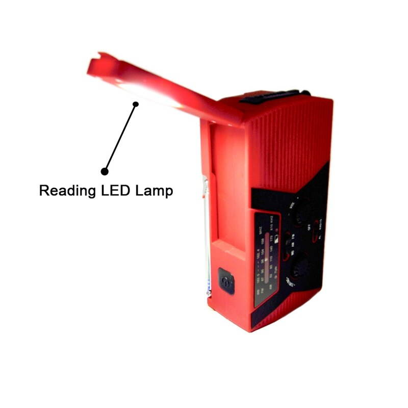 Lejiahong 5 in 1 Outdoor Portable Solar Crank AM FM Radio for Emergency Radio SOS Alarm Flashlight 2000MAh Power Bank and Reading Lamp