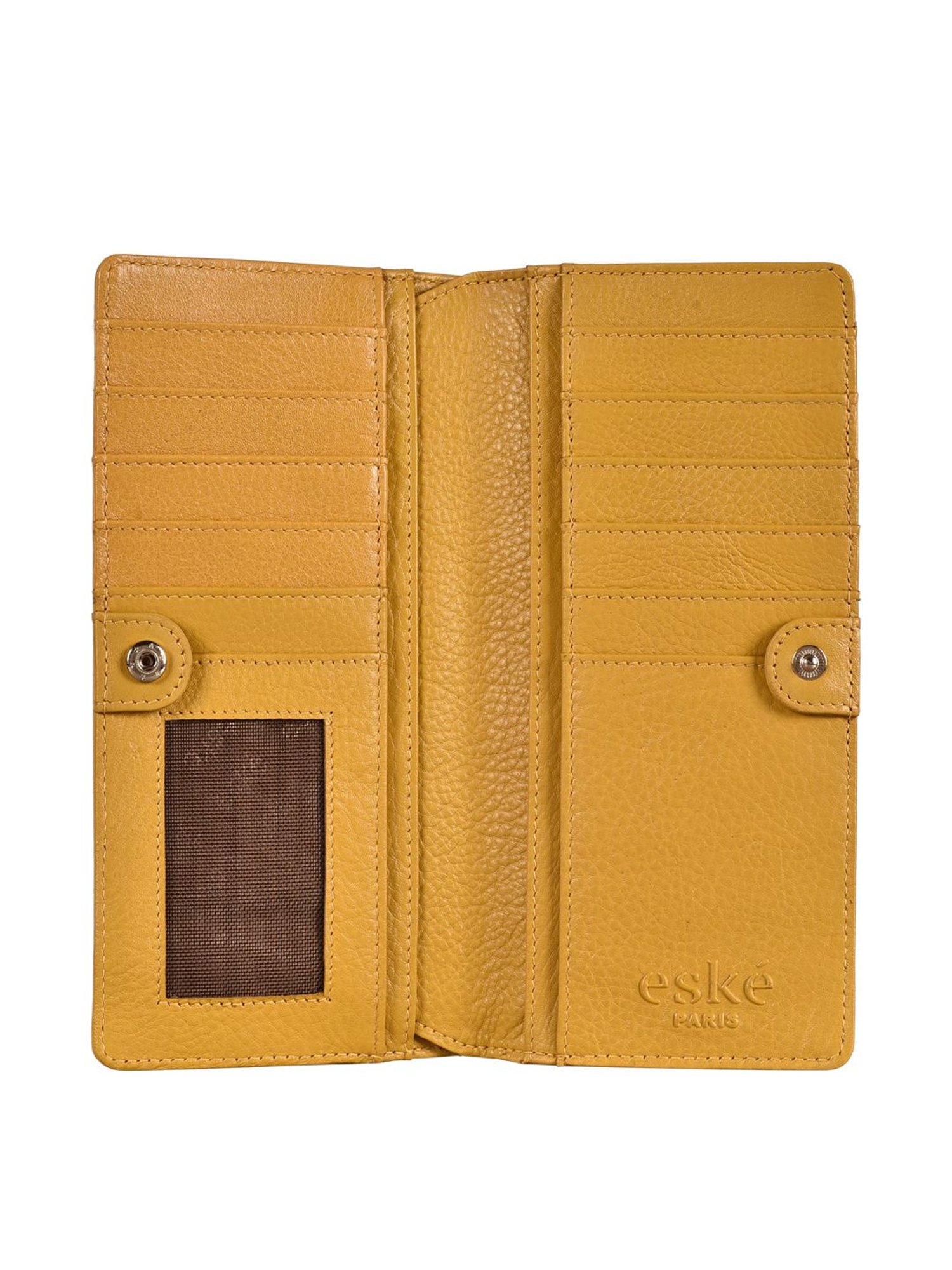 Eske Cleo Yellow Solid Bi-Fold Wallet for Women