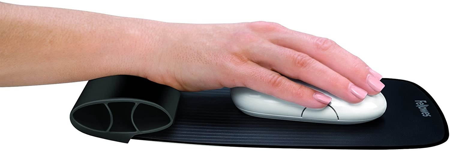 Fellowes I-Spire Series Wrist Rocker, Mouse Pad with Rocking Motion Support, Black/Gray (9472901)