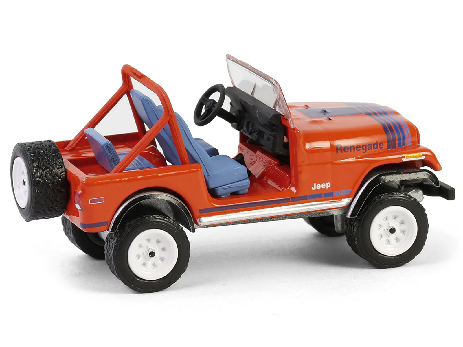 1979 Jeep CJ-7 Renegade Red with Blue Stripes "We Build 'em Tough Because you Play Rough" "Vintage Ad Cars" Series 11 1/64 Diecast Model Car by Greenlight