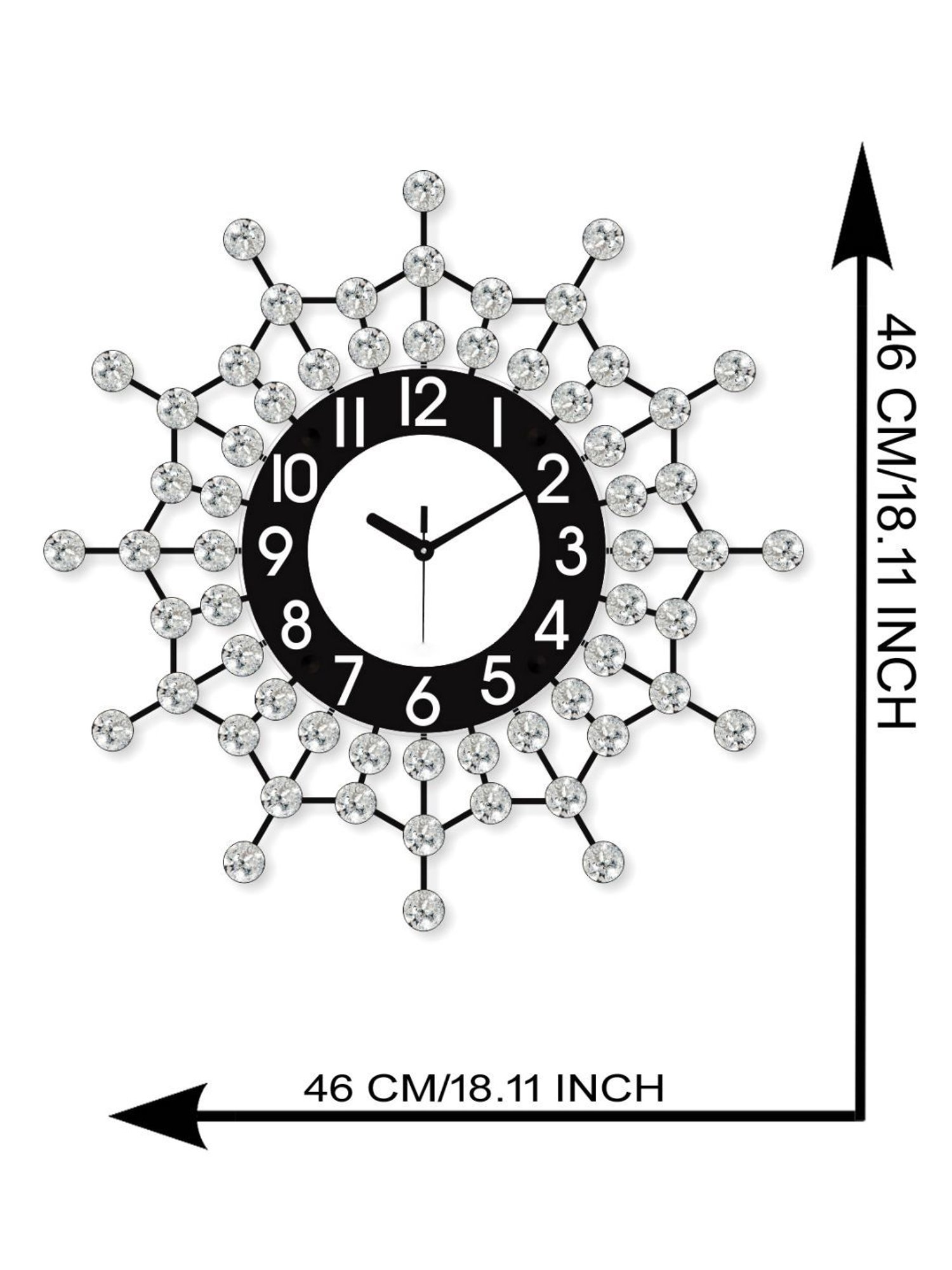 CHRONIKLE Round Silver & Black Iron Wall Clock
