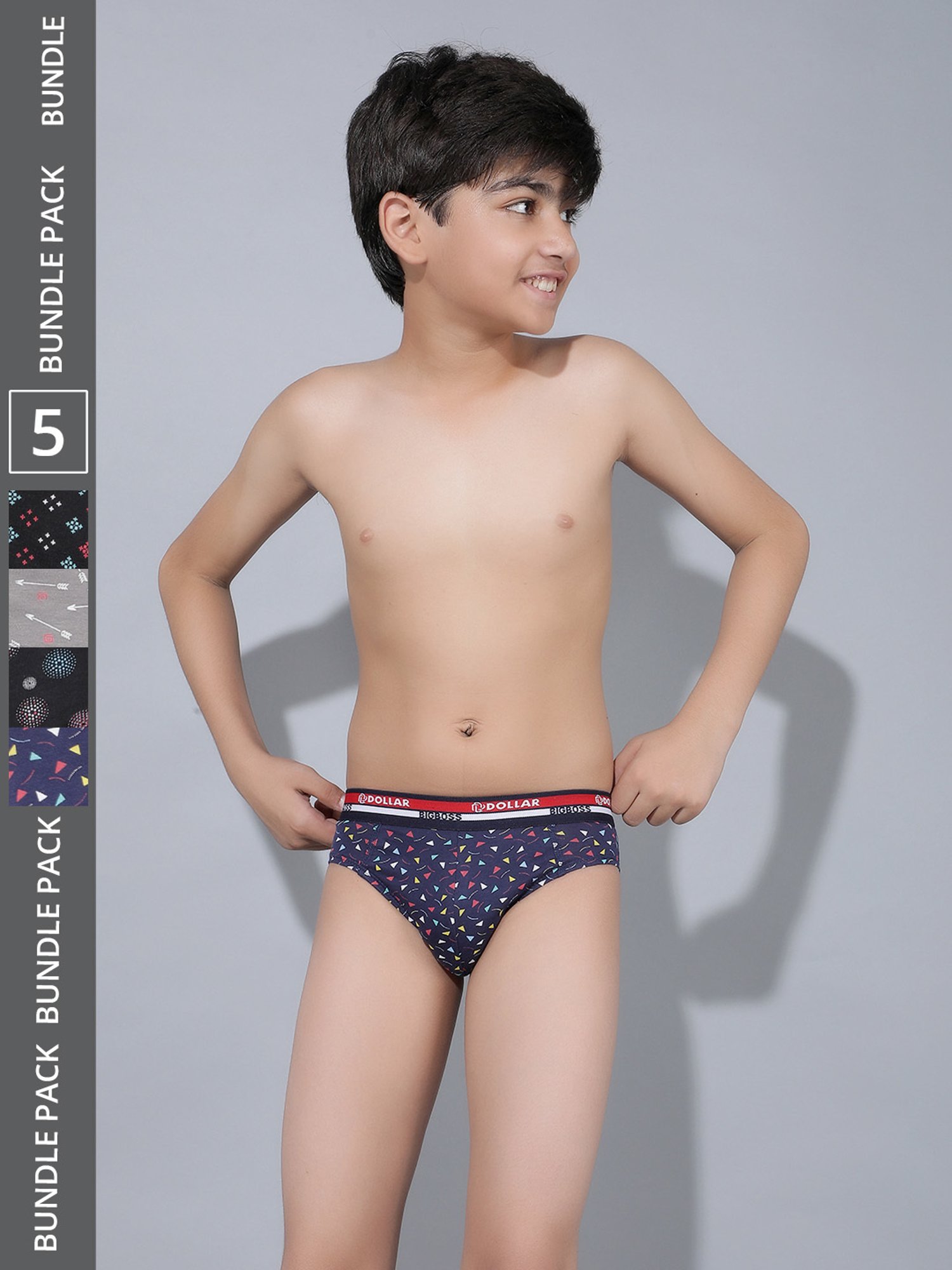 HOP Kids by Westside Yellow Printed Cotton Briefs - Pack of 5