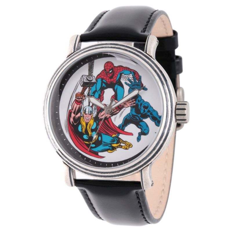 Men's Marvel Comics Spider-Man And Thor Antique  Alloy Vintage Watch - Black