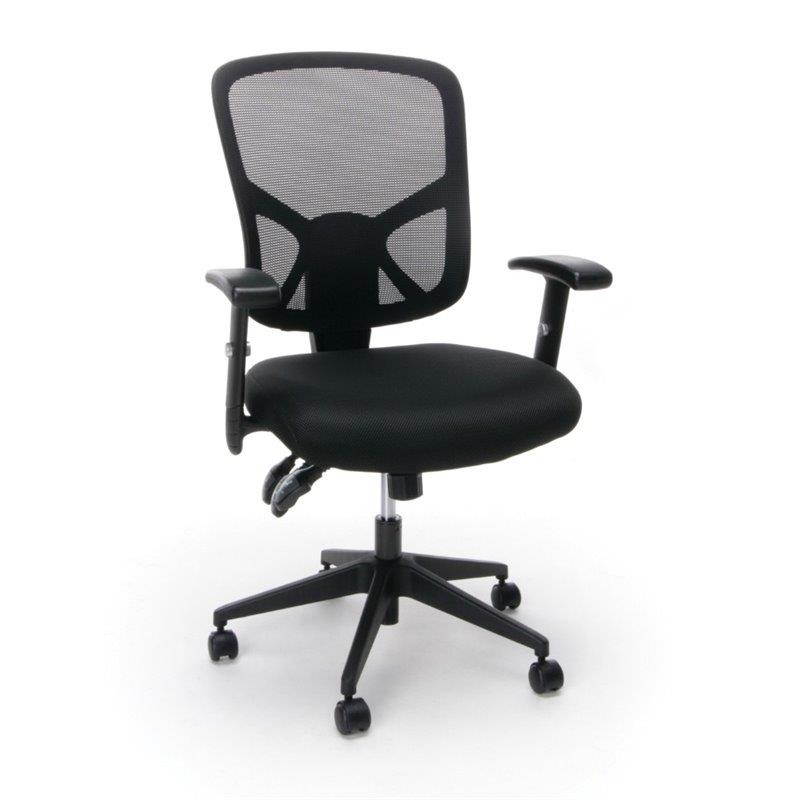 OFM Essentials Collection 3-Paddle Ergonomic Mesh High-Back Task Chair with Arms and Lumbar Support, in Black (ESS-3050)