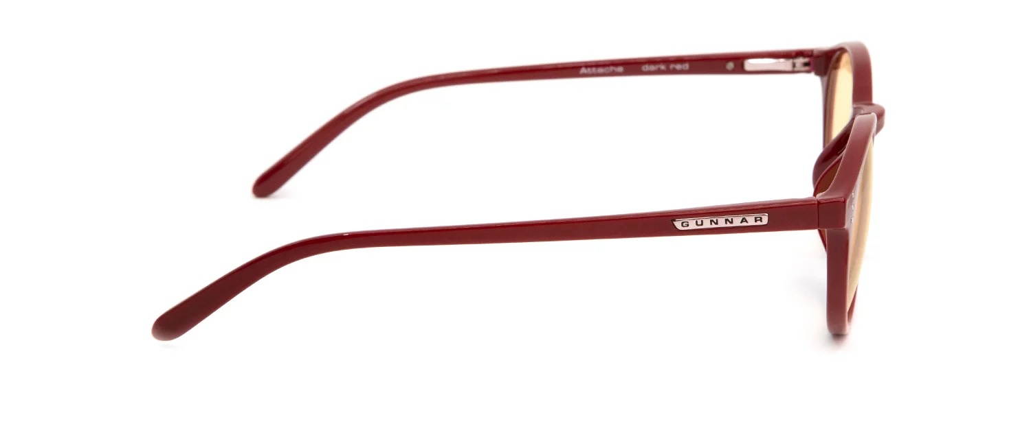 gaming glasses | blue light blocking glasses | attache/dark red by gunnar | 65% blue light protection, 100% uv light, antireflective to protect & reduce eye strain & dryness