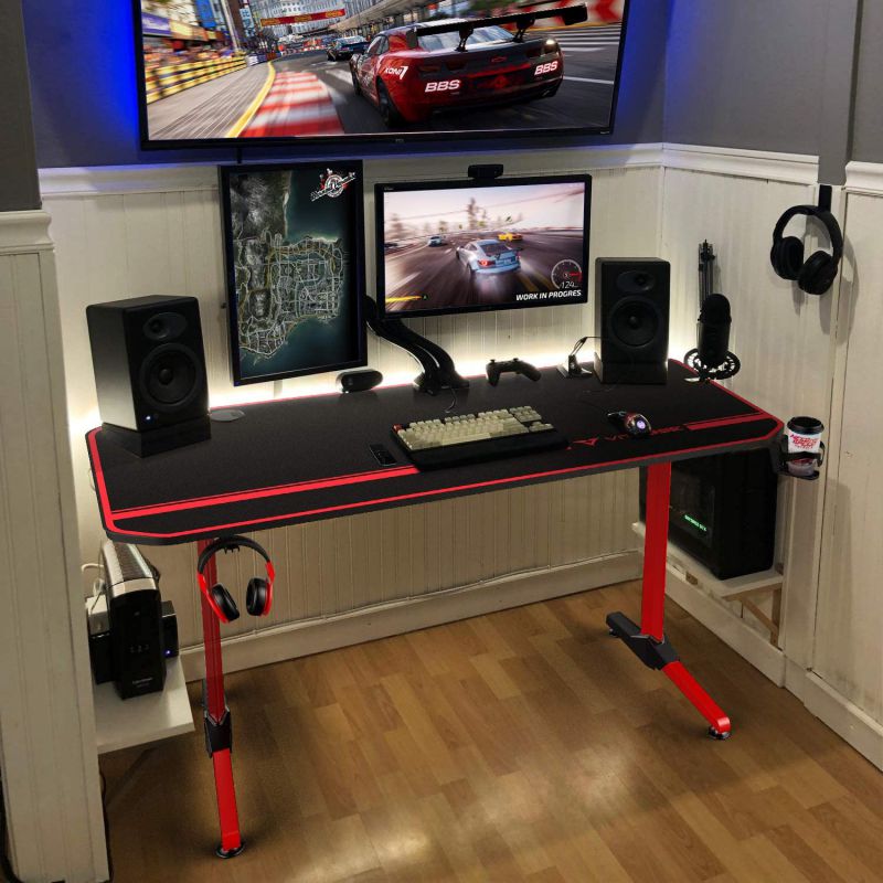 RESPAWN 3000 Gaming Computer Desk - Ergonomic Height Adjustable Gaming Desk, in Blue (RSP-3000-BLU)