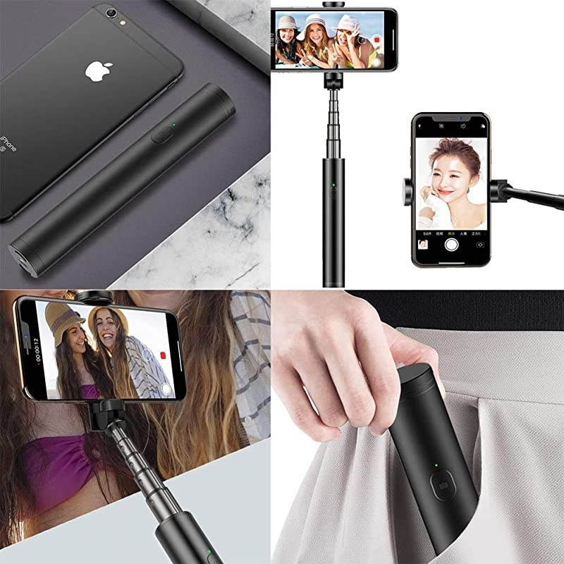 Stick Bluetooth, Cell Phone Compact Stick Android, Light Weight Extendable Mini Wireless Stick for iPhone 12 8plus XS Max 11 Pro XR Galaxy s21 and More - Black