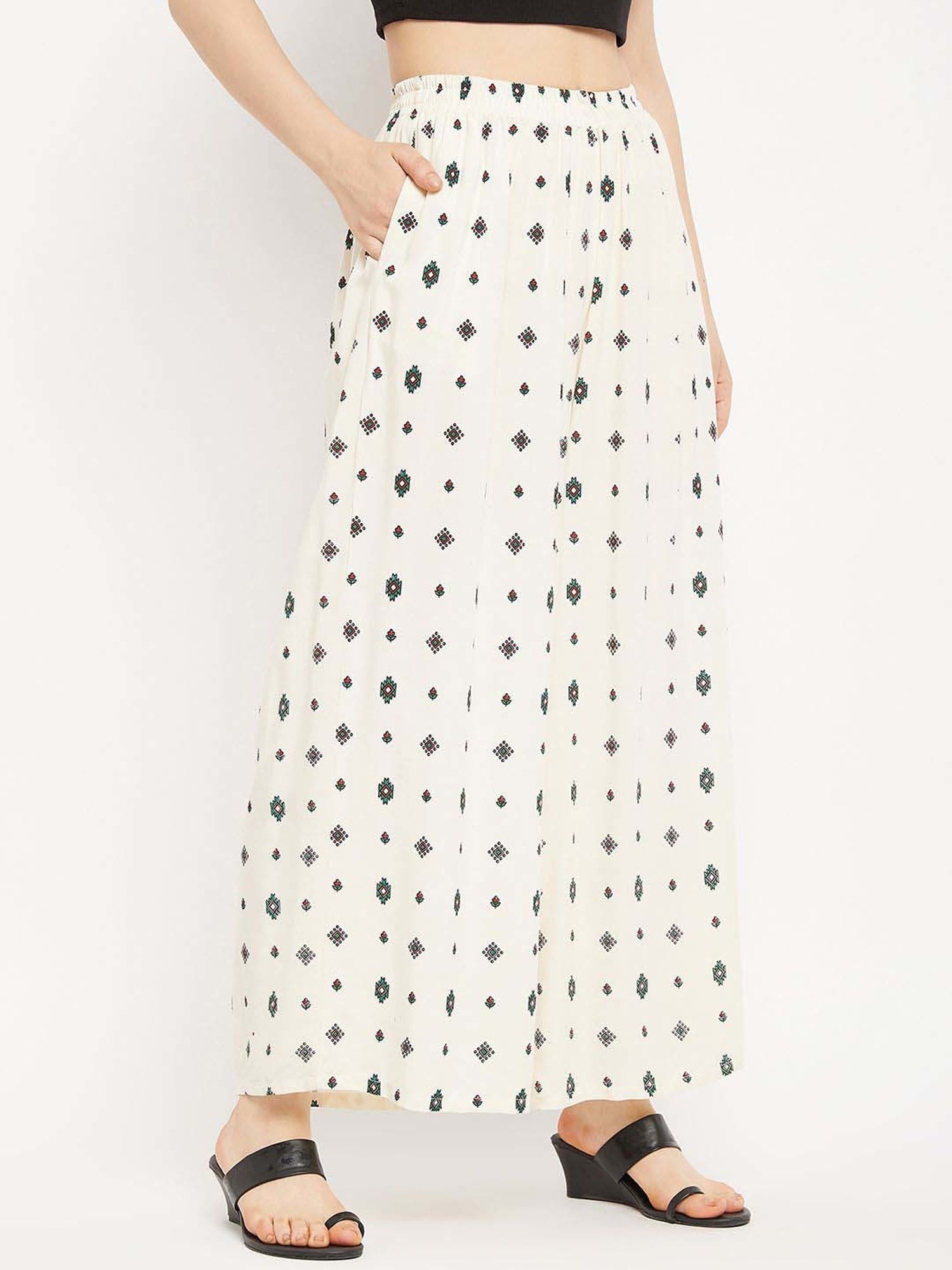 Castle Off-White Printed Palazzos