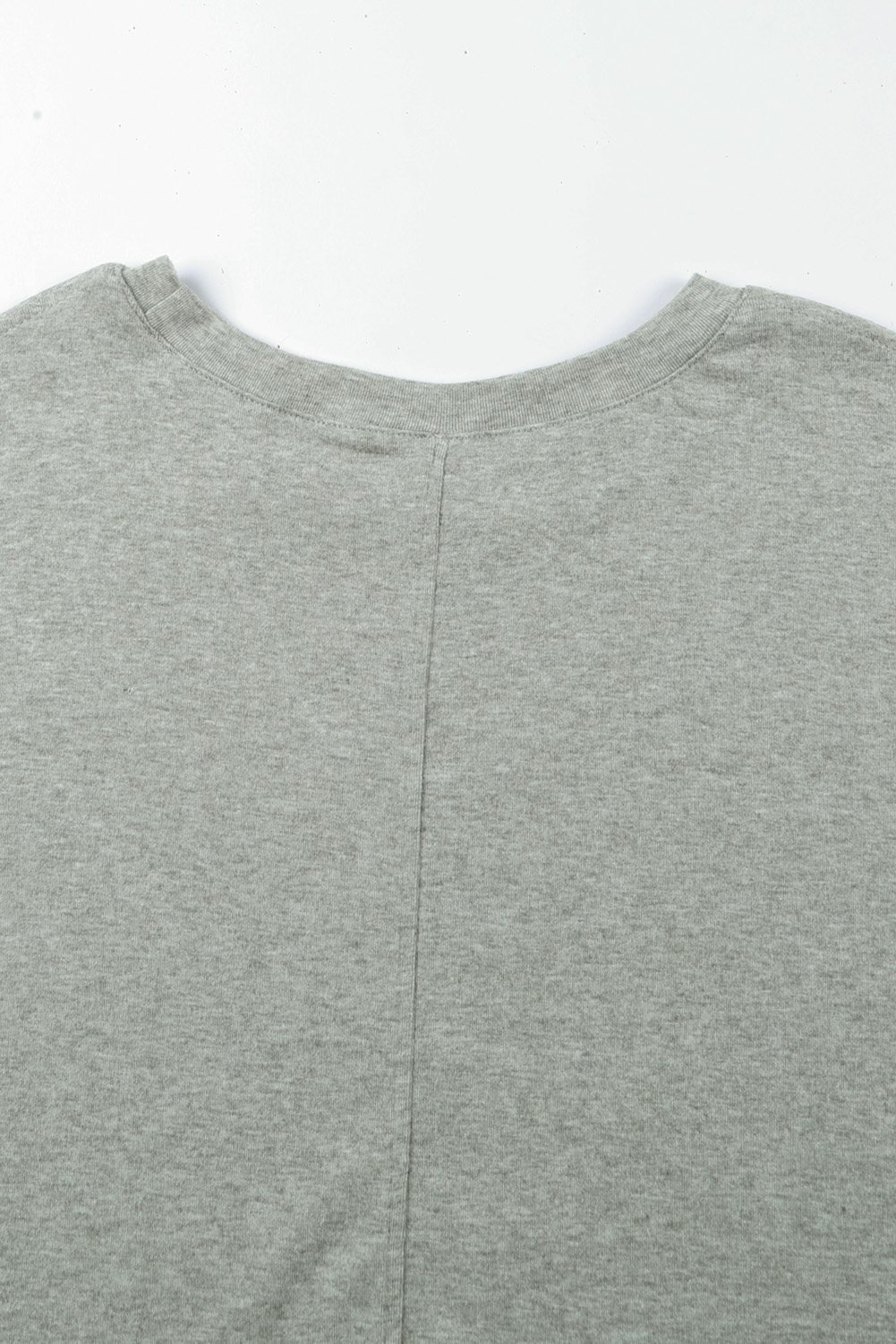 Grey Plain Solid Color Casual Seam Long Sleeve Top