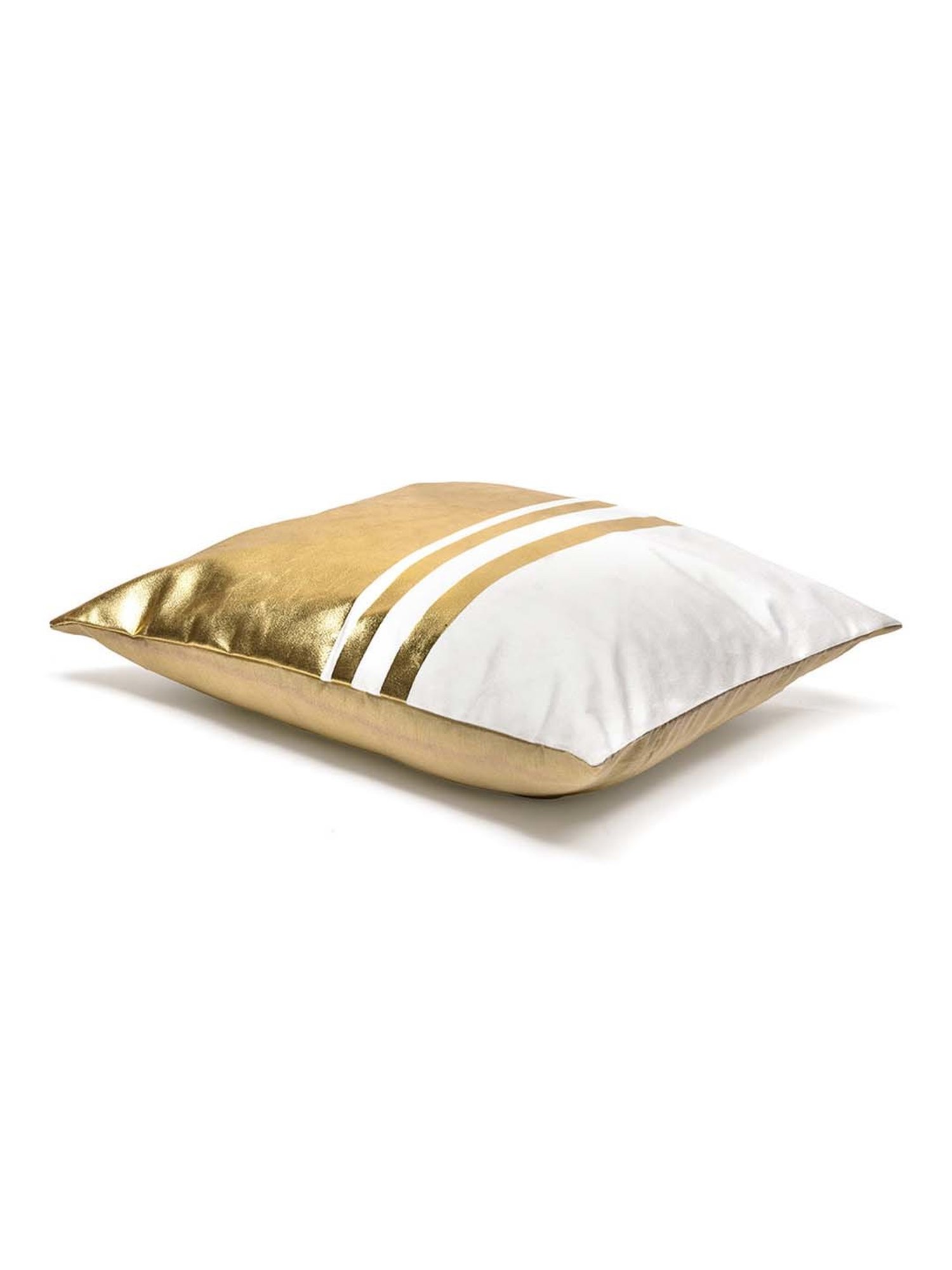 @home Nilkamal Off White & Gold Polyester Cushion Cover