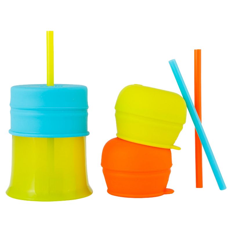 Boon Snug Straw Universal Silicone Straw Lids and Cup - Blue - 8oz