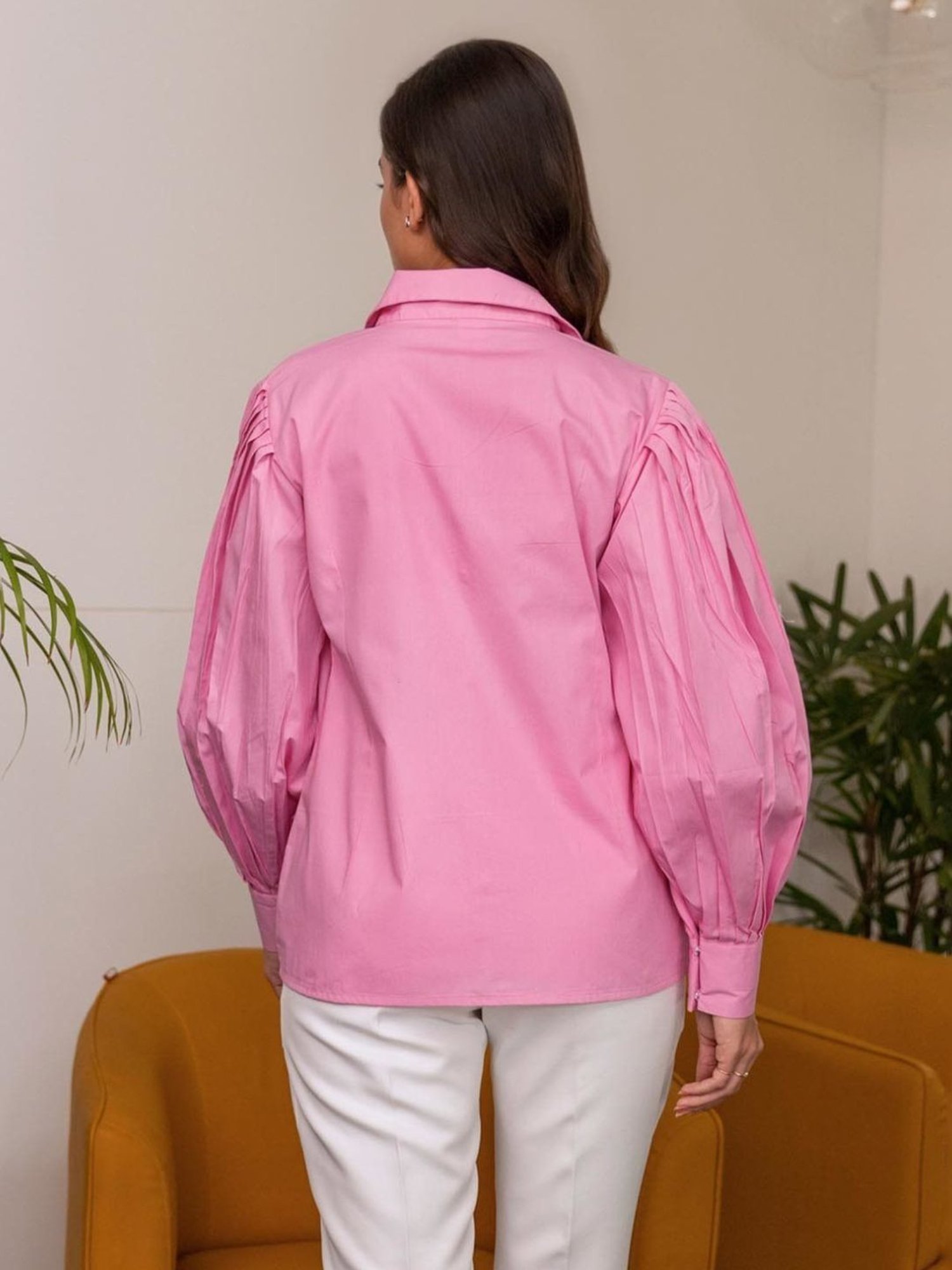 BInfinite Fuchsia Pink Baloon Sleeve Shirt