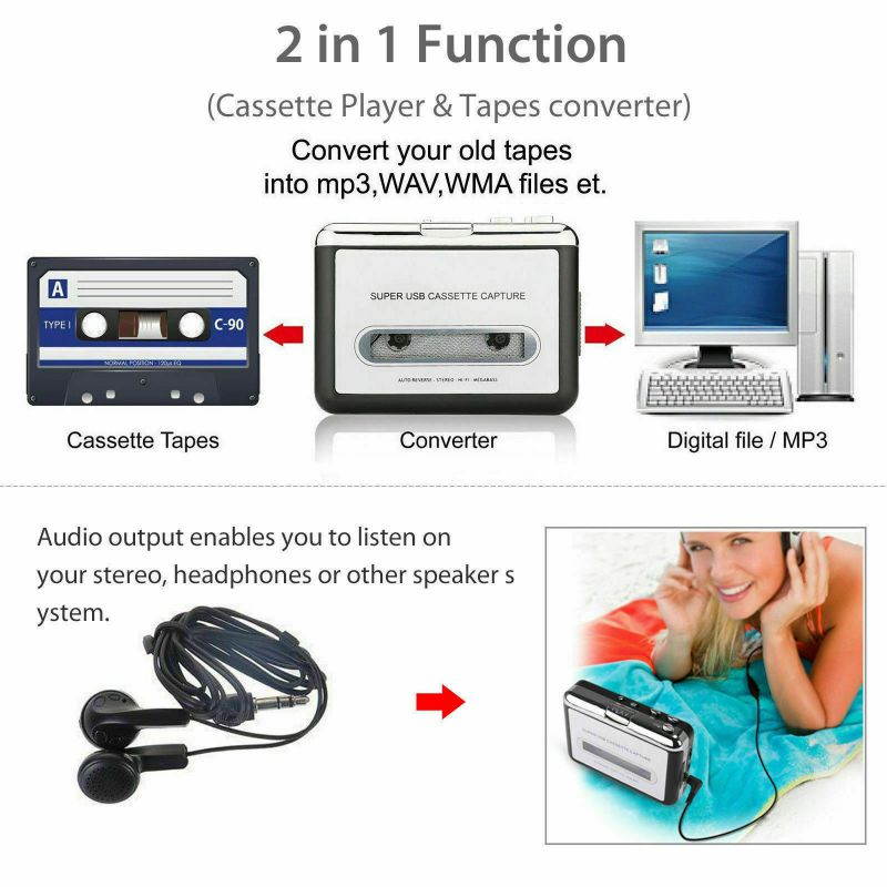 Tape to PC USB Cassette MP3 CD File Converter Capture Digital Audio Music Player