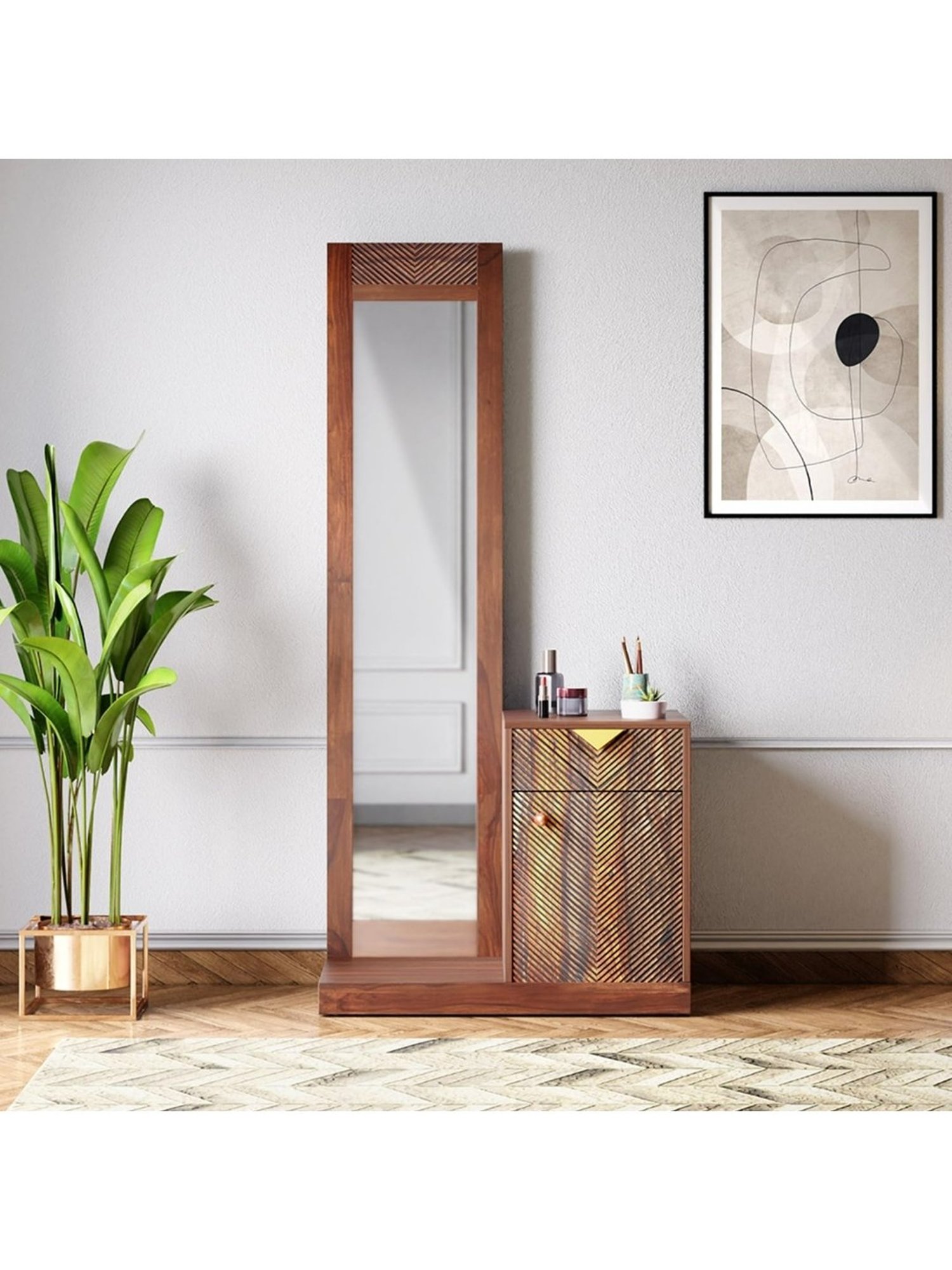 Godrej Interio Aero Valigny Oak Engineered Wood Standerd Dressing Table