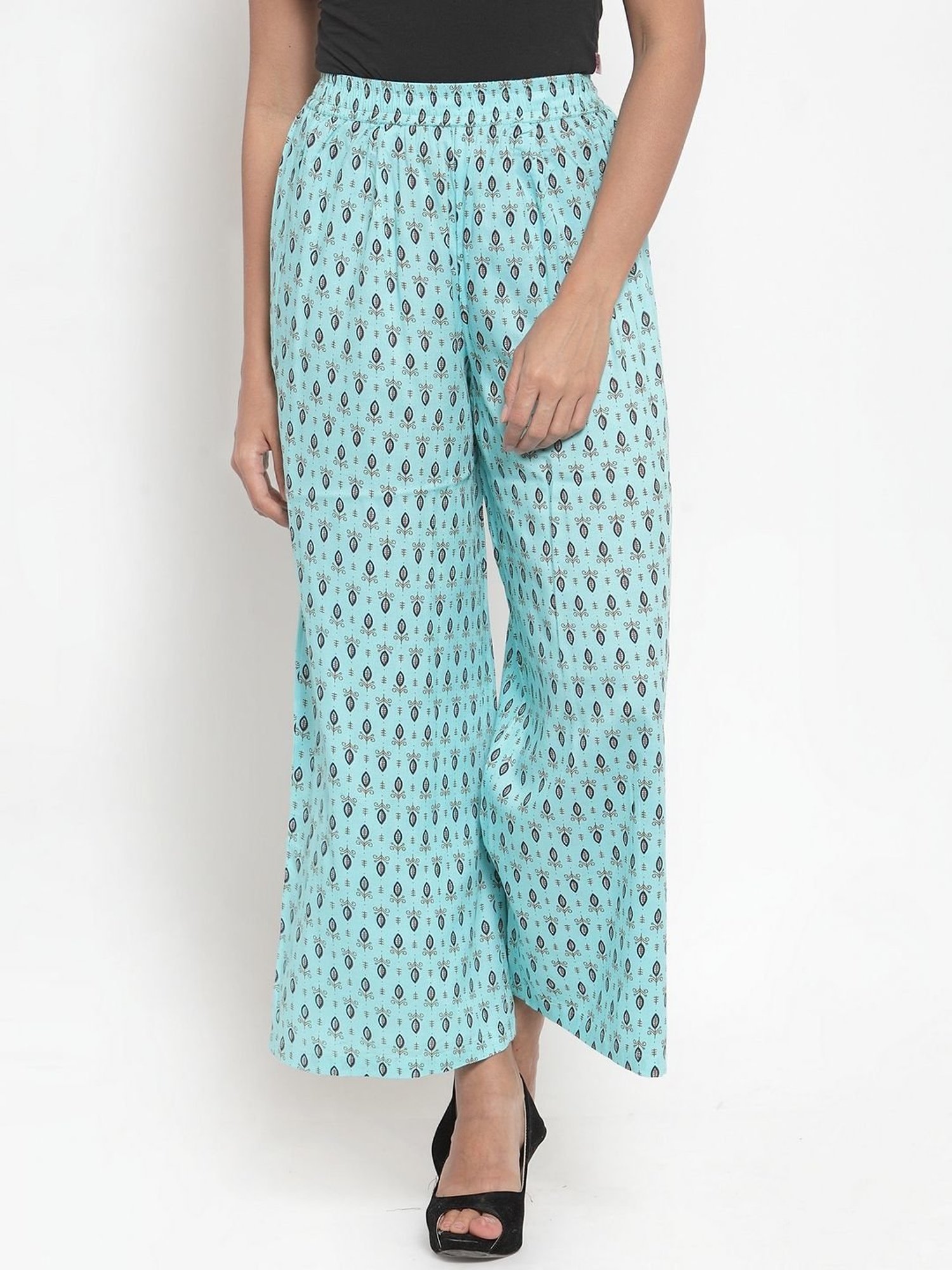 Indibelle Turquoise Printed Palazzos