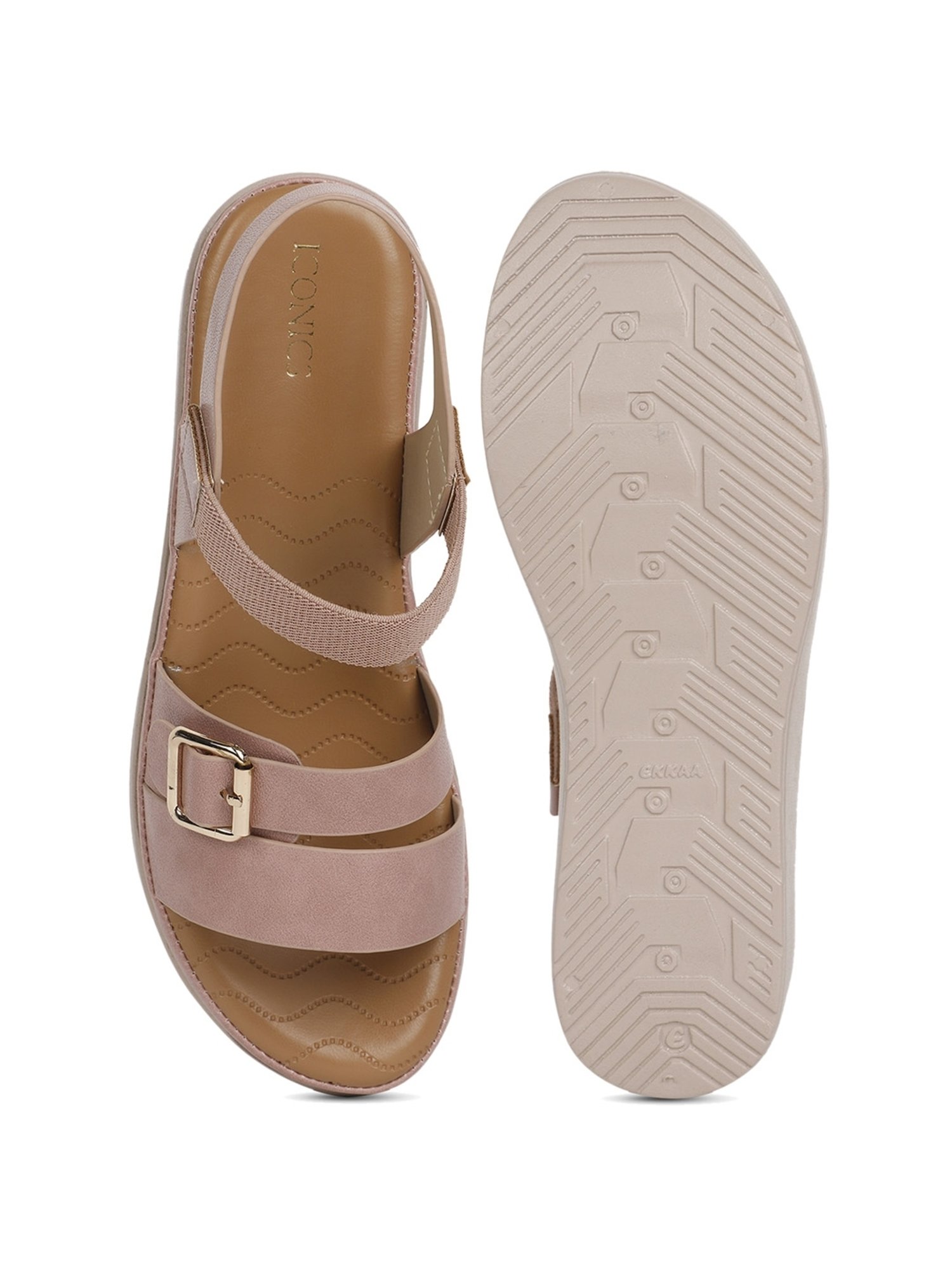 Iconics Women's Peach Ankle Strap Wedges