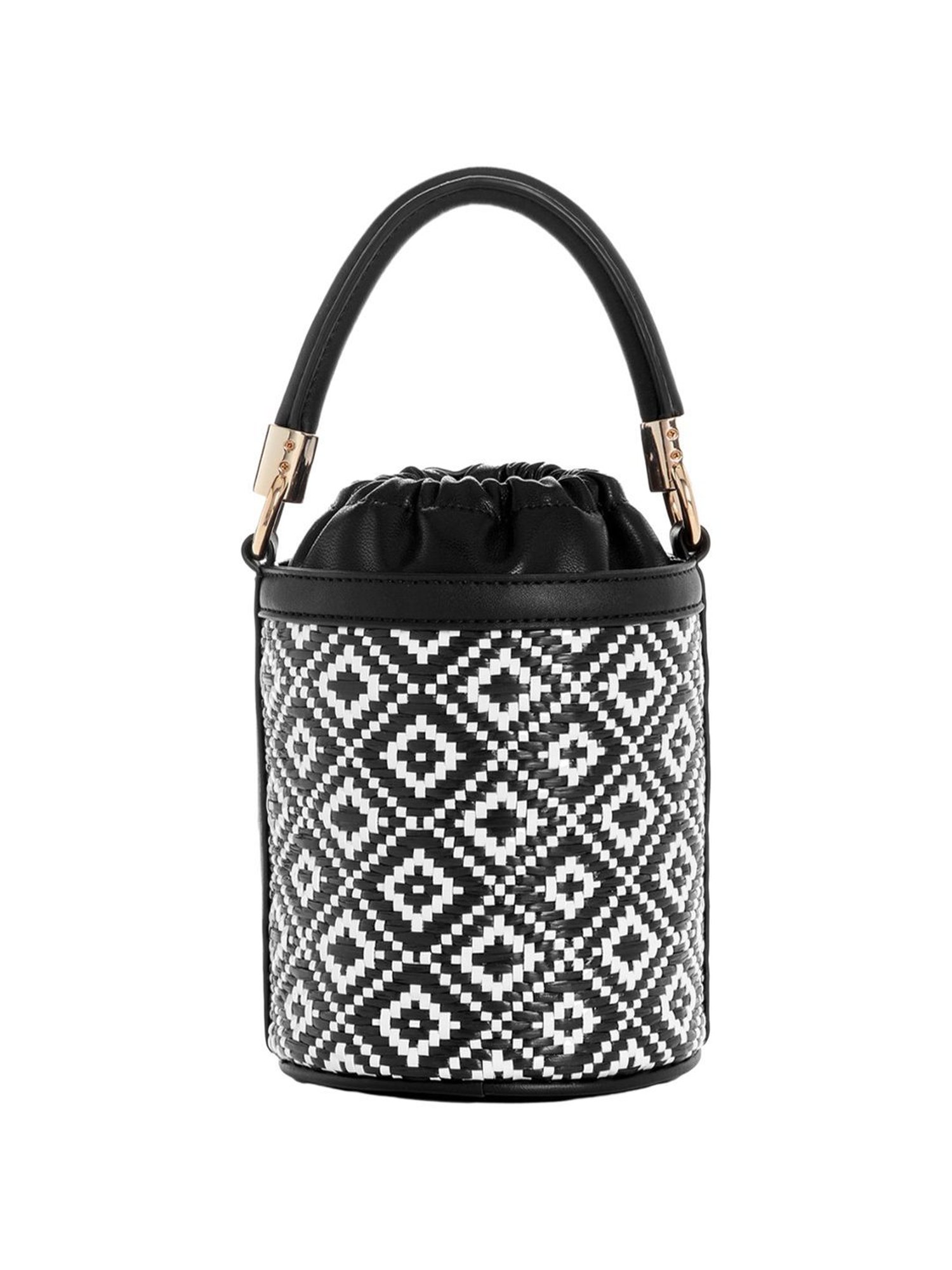 Guess Black & White  Woven Bucket Bag