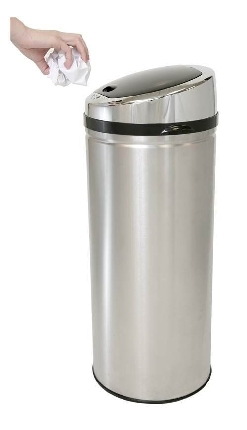 iTouchless 8 Gallon Round Stainless Steel Automatic Sensor Touchless Trash Can