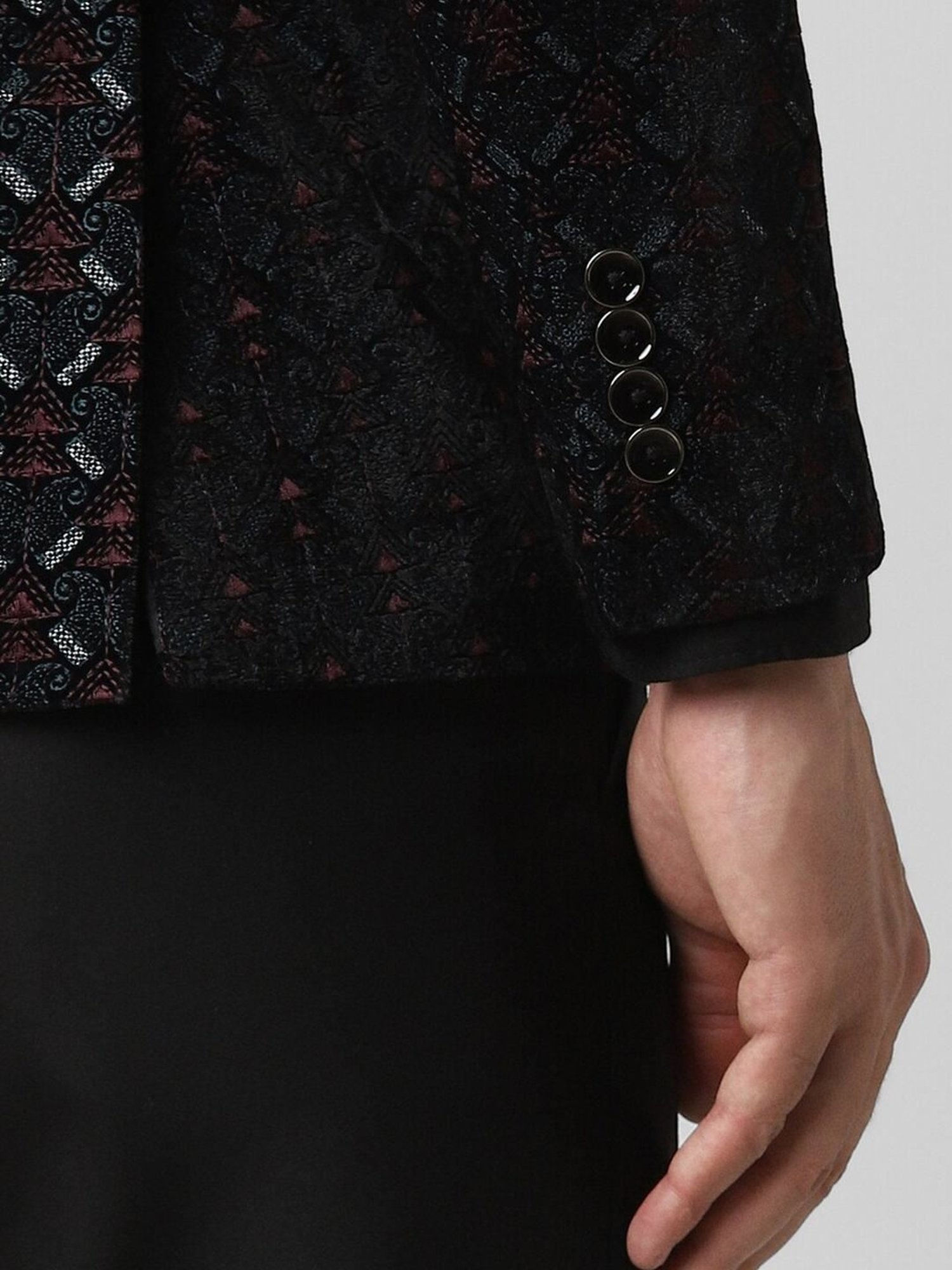 Raymond Brown  Slim Fit Printed Three Piece Suit