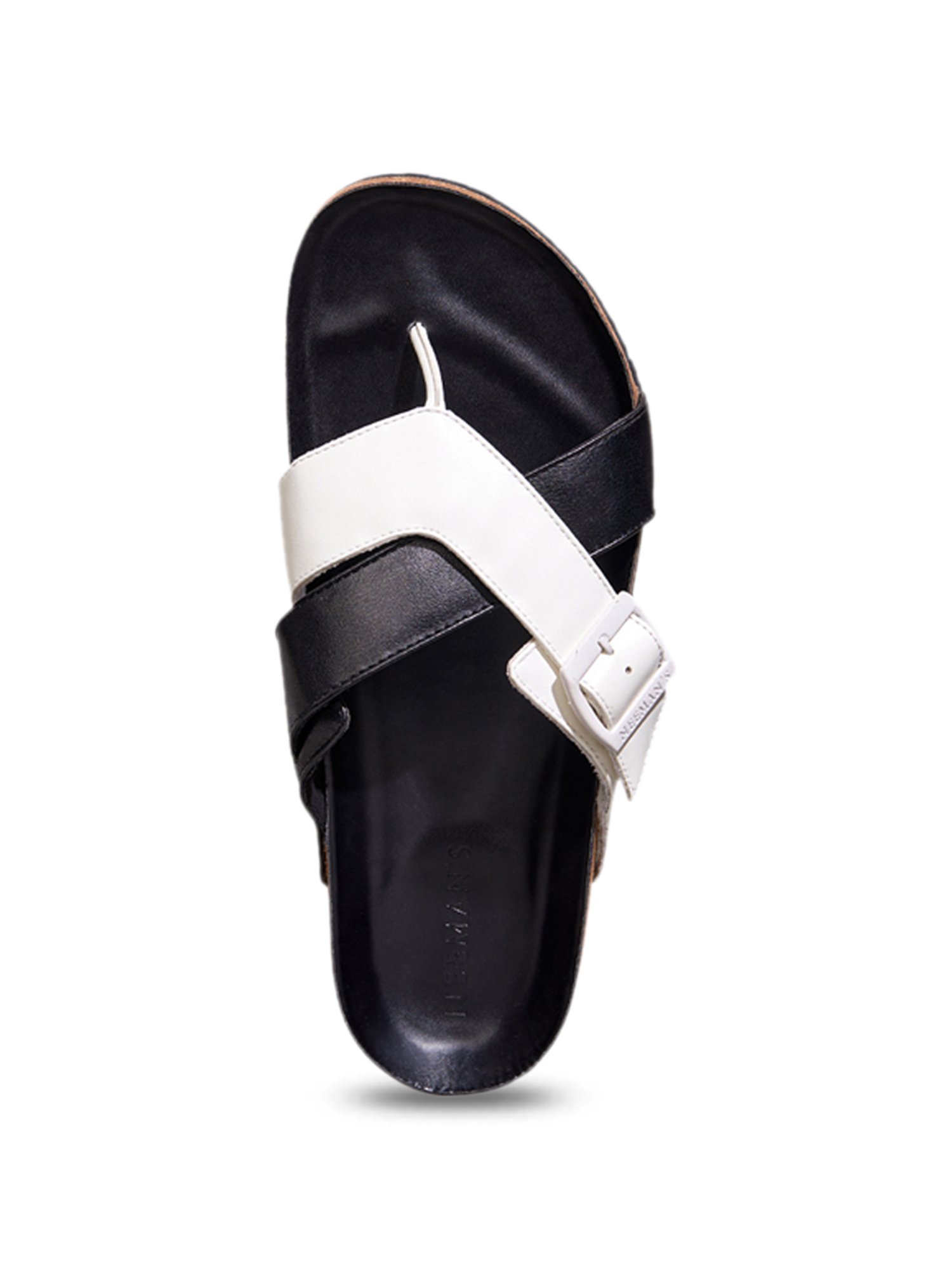 Neemans Men's Cork Black & White Thong Sandals