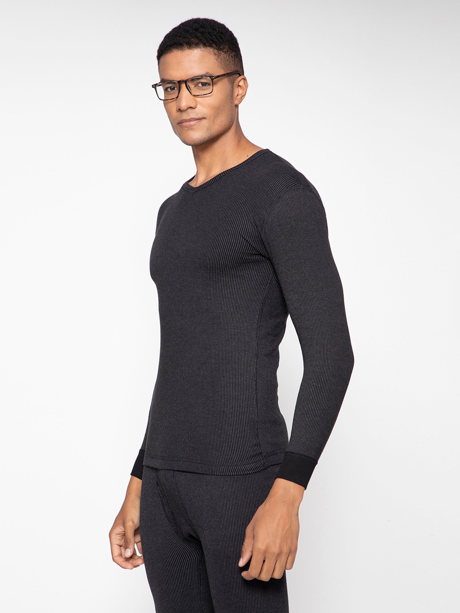Sporto Black Striped Thermal Top