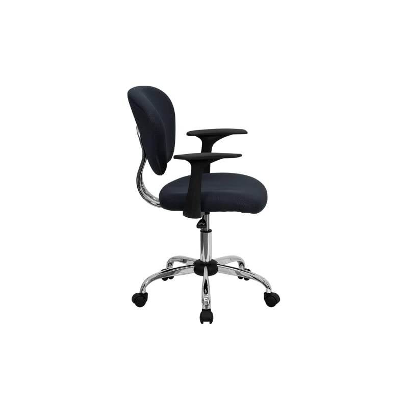 Mid-Back Gray Mesh Padded Swivel Task Office Chair with Chrome Base and Arms