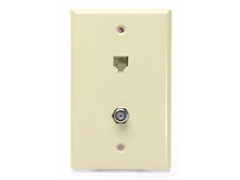 4 Pair With F Connector Standard Plate Almond