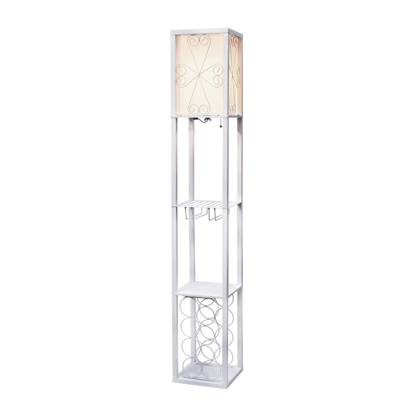 Etagere Storage Shelf Floor Lamp with Linen Shade White - Simple Designs