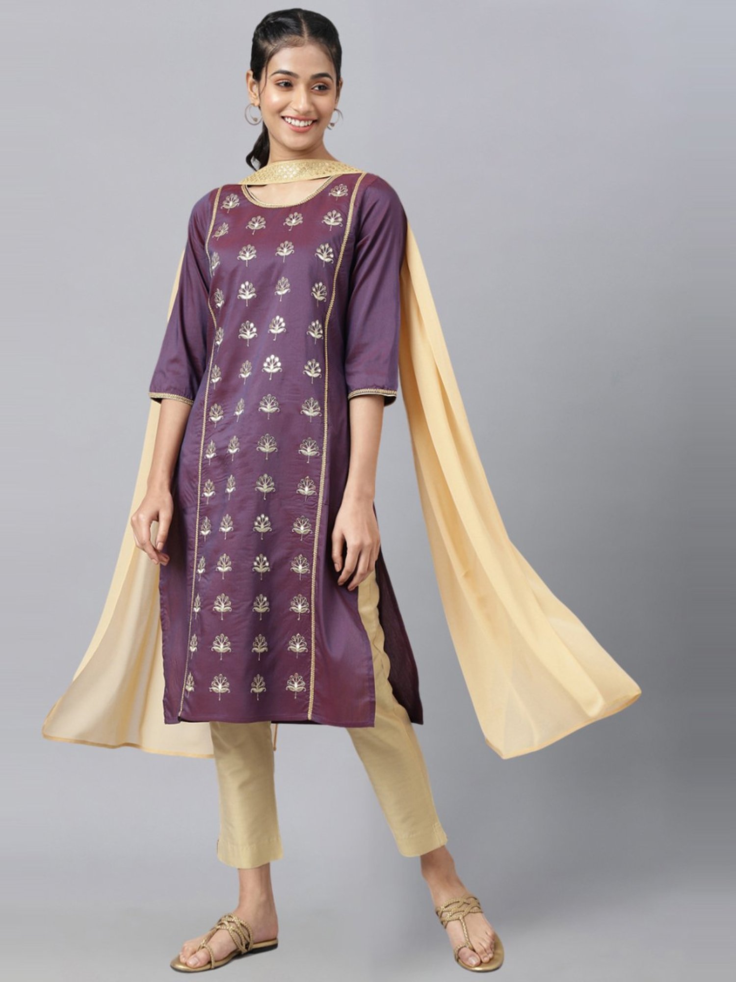 Aurelia Cream Plain Dupatta